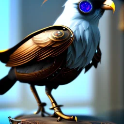 steampunk bird, 8k resolution, dynamic lighting, ultra hyperdetailed, Unreal Engine 5, ultra colourful, very small details, realistic