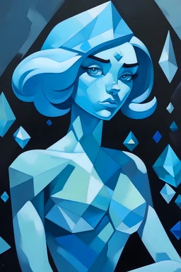 Surrealist painting of blue diamond from Steven Universe