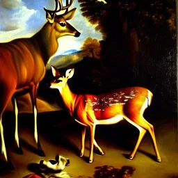 oil portrait of a Deer and a Dog by Diego Velázquez 8k