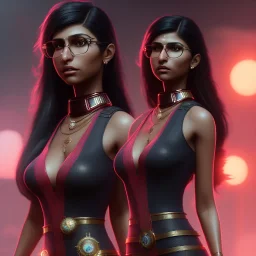 mia khalifa, dress red, long black hair, realistic, intriacte detail, sci-fi fantasy style, volumetric lighting, particales,highly detailed,cinamatic, deep colours,8k