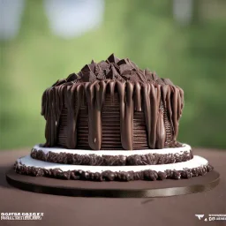 House cake chocolate waterfall made of chocolate is flowing, unreal engine