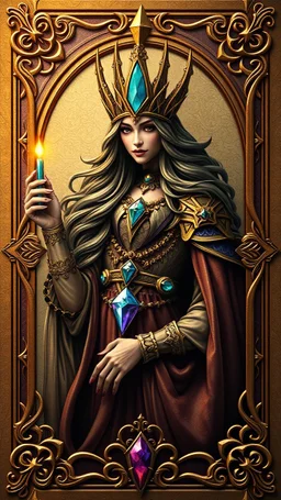 elven queen gem card with ornate frame