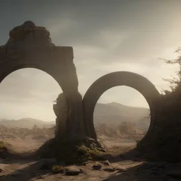 stargate, alien landscape, 4k, 8k, highly detailed, cinematic, ultra photorealistic, ultra realistic, volumetric lighting