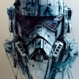 photorealistic at-at pilot helmet with weathered painting , illustration on coarse canvas by <agnes cecile> and <Yoji Shinkawa>, ornate and intricate details , soft smooth lighting, ultra detailed concept art,