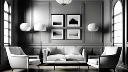 Interiors with furniture and empty frames; CUSTOMIZE THEM!3d render, high resolution:::