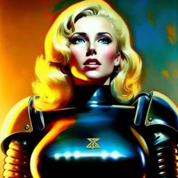 Drawing of beautiful face,'beautiful,Busty blonde Mags Black(fallout4)',intense stare, ancient skintight armor, balanciaga fashion clothe painting by gaston bussiere, greg rutkowski, yoji shinkawa, yoshitaka amano, tsutomu nihei, donato giancola, tim hildebrandt,KyuYong Eom, Oil on canvas, cinematic composition, extreme detail,fit full head inside picture,16k