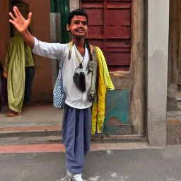 Young man amazed by New Delhi city