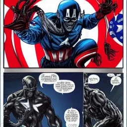 crossover between alien xenomorph and captain America