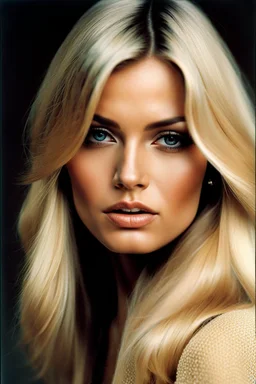 1972: portrait, beauty nude female supermodel, longer blonde hair, beautiful face, beautiful skin, realistic analog photography, middle parting, beautiful like a supermodel from the sixties, beautiful rounder face