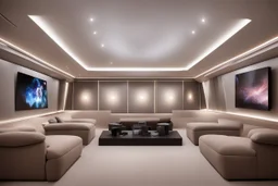 home cinema room with LED lighting in the walls make sure the room is completely symmetrical