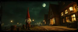 style John Atkinson Grimshaw,3d airbrush render, dark gnome , pinhole cam, airbrush 3d rendering, in the style of Titian and Dali , torn edges on border