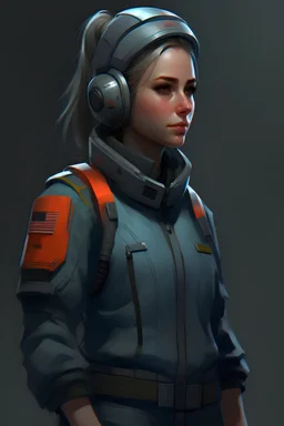 a woman dressed in a pilot's uniform, a character portrait by Tony Sart, Artstation, sots art, artstation hd, 2d game art, concept art