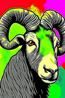 Vintage pop art style, horn of a ram -animal