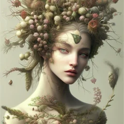 yarrow, yew, dried roses,wormwood, rue, lilies, locust branches, asphodel, cypress wood ,woman, beautiful face, goddess hel