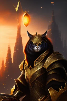 Tiefing assassin, yellow eyes, dark hair, dark armor, waist up portrait, Demonic tail, light red skin, hyperrealistic, intricate details, insanely detailed, cityscape background, natural lighting