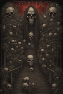 A path to insanity in a metal music album cover style