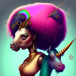 Stickee of worm afrowoman wirh unicorn