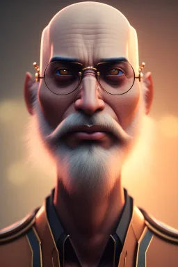 portrait of a bald Atul Bhardwaj, steampunk, brown eyes, no facial hair, steampunk, unreal 5, octane render, cinema4d, dynamic lighting, soft lighting, 4k, redshift render, highly detailed, hyper realistic