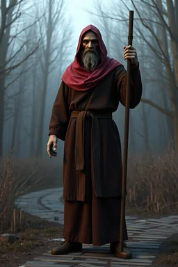 russian monk for a horror , silent hill style, 3d model, t-pose, full length, a pose, front face, for a videogame