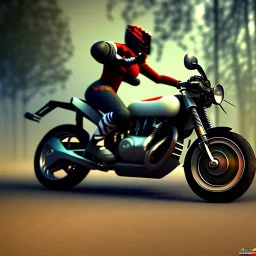 motorcycle, atmospheric, realistic, unity engine, cinematic lighting, octane render.