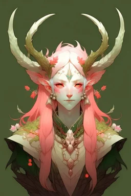 Pink hair spring Eladrin Male antlers druid