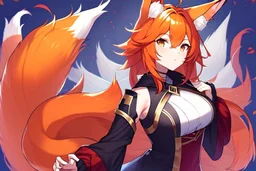 Girl, fox ears, fox tail, orange hair, red hair