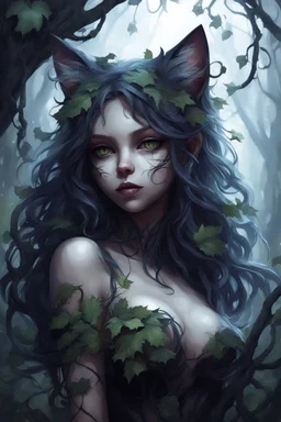 CAT GIRL, FANTASY, FORESTY, VINES, SOULLESS, FLUFFY TAIL