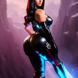 fullbody portrait 'beautiful booty sexy busty Raven(teen titans)',wearing minimal ancient latex armor,hyperrealistic skin,Hyperrealistic Big eyes,looking to camera,painting by gaston bussiere, greg rutkowski, yoji shinkawa, yoshitaka amano, tsutomu nihei, donato giancola, tim hildebrandt, oil on canvas, cinematic composition,sharp image, extreme detail,((fit full head inside picture)),32k