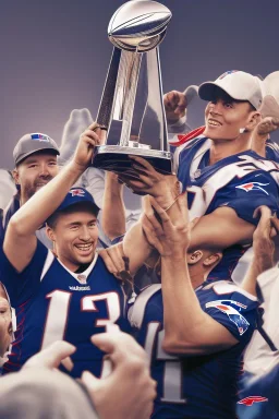 Mac Jones hoisting Super Bowl trophy, New England Patriots, high definition, 8k resolution