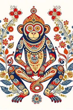 Hindi Folk Art Monkey illustration