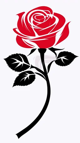 a rose where the stem and leaves(black) is made of smoke, and the flower(red) is made of smoke and flame shapes, vector