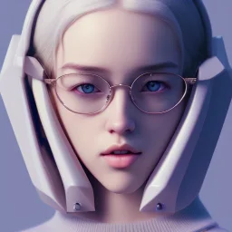 very photorealistic isometric clean art of super cute nerd girl wearing dark shades, soft lighting, soft pastel gradients, high definition, 3d icon clay render, blender 3d, studio lighting, god rays, octane render, unreal engine 5