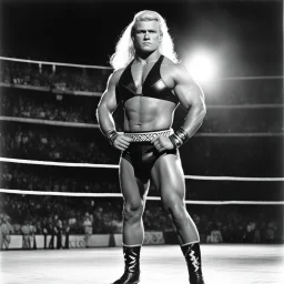 [photo by Helmut Newton] The Nordic wrestler, Bjorn Thunderstruck, stood tall and imposing in the arena, his blonde hair gleaming under the torchlight. Across from him, the Mexican wrestler, Maria Azteca, exuded a fiery intensity, her dark eyes flashing with determination.