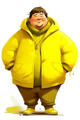 fat boy in a yellow jacket