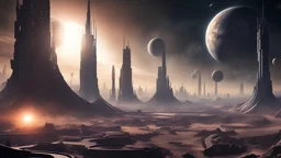 Universe on the distant planet Zyron, cities impending catastrophe.