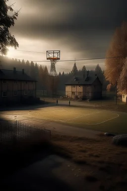 Basketball field in small town near viking mill in ps2 resolution