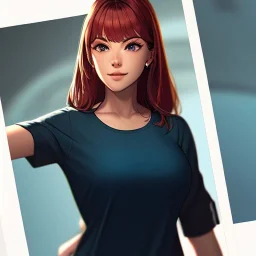 redhead woman, casual clotting, realistic, HD4k, watery cloud background, close up shot,