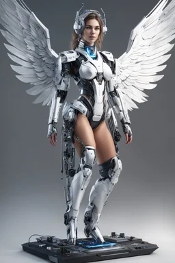 Front view Fullbody gorgeous Realistic Photography beautiful super model Russian as playing Dj player cyborg mechanical electrical realistic beautiful Angel woman hyper detailed, sci-fi concept art