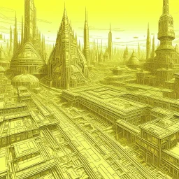 A light yellow cybernetic metropolis designed in ancient Egyptian hieroglyphics painted by Zosan