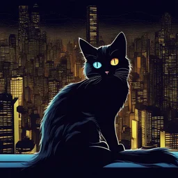 Cats hair emo , city night view wallpaper , cartoon Lazer
