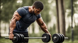 الصورة تُظهِر رجل يقوم بممارسة التمارين الرياضية في الهواء الطلق، حيث يرتدي ملابس رياضية ويمسك بالأوزان. تعكس الصورة التحفيز والتفاني في تحقيق نمط حياة صحي ومتوازن من خلال ممارسة النشاط البدني. تُجسِّد هذه الصورة أهمية الحفاظ على الوزن المثالي وتوجيه الجهود نحو الوقاية من السمنة والسرطان من خلال النشاط البدني اليومي.