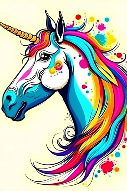 Art illustration deseny cartoon .2D colorful unicorn