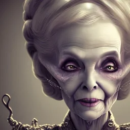 extrem tim burton style of old cruel lady stepmother, sharp focus