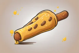 corndog with mustard, clean vector style, bold outline