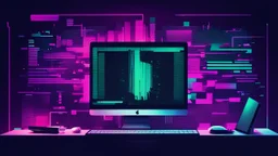 create me a hacker desktop background with the style of glitchart