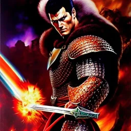 portrait oil on canvas, Berserk Guts with berserker armor ,comic book cover, mystical colors,insanely detailed,realistic,intrincate detail, 16k resolution, masterpiece,Frank Frazetta,Alex Horley, Simon Bisley.