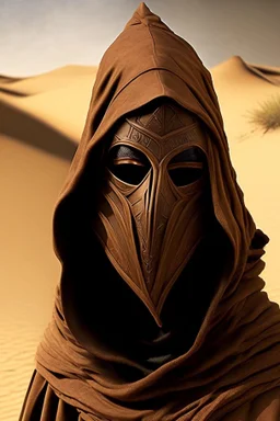 wizard mask brown robe hood desert armor