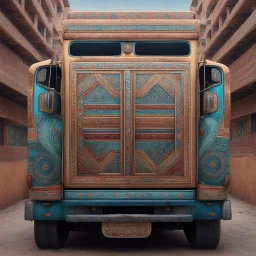 Hyper Realistic Beautiful Pakistani Symmetrical Truck Art With Musical Patterns.