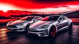 create a stunning photo of Tesla & BMW Collaboration