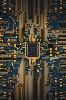 beautiful blue and gold background with semiconductors in modern style